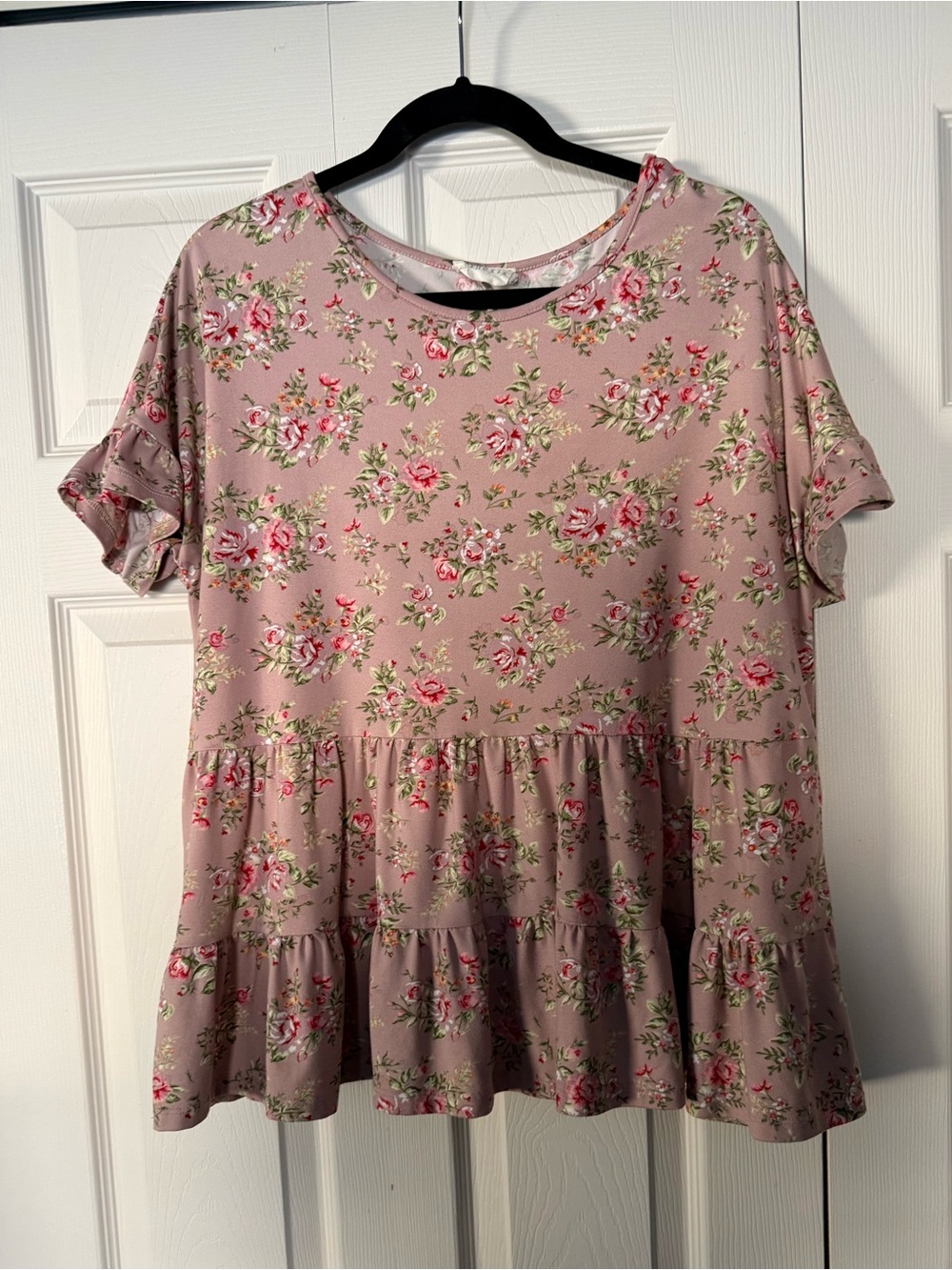 Women’s Floral Ruffle Hem Blouse - Pink
